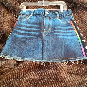 New blue jean skirt, size 10-12, Flowers by Zoe